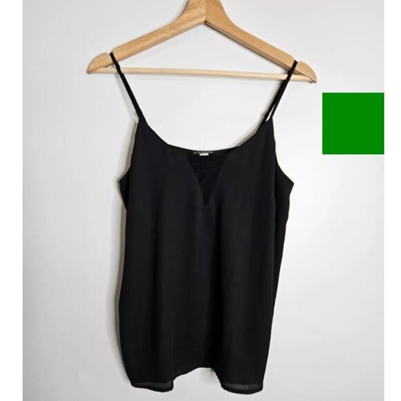 Venus Lace Inset Double Layer Tank Camisole Women's Small Black - Picture 2 of 6